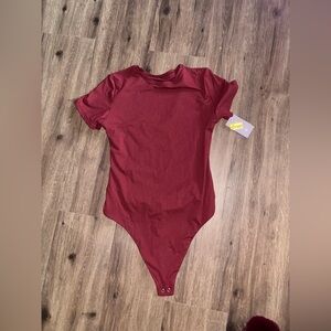Auden Red Bodysuit Short Sleeve Crew Neck new with tags bin 2 #1005